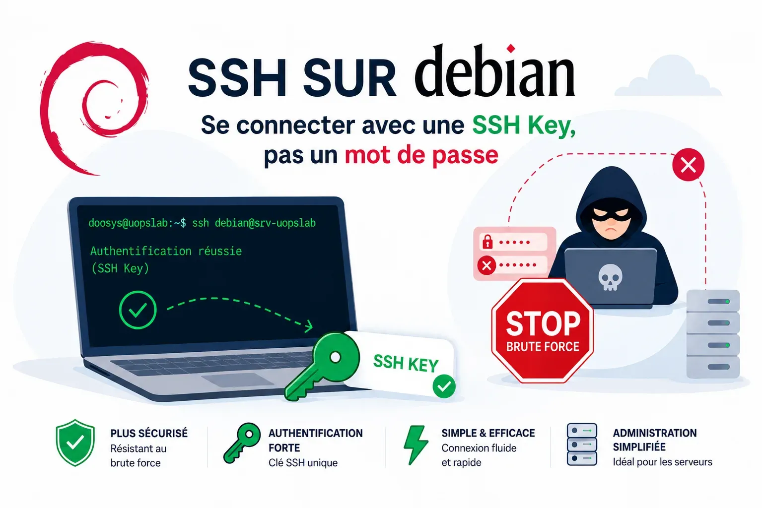 SSH sur Debian 13 : se connecter avec une clé plutôt qu’un mot de passe