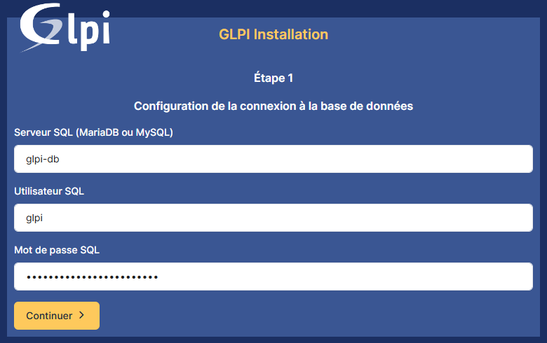 Configuration de la base de données dans l’installation GLPI 11