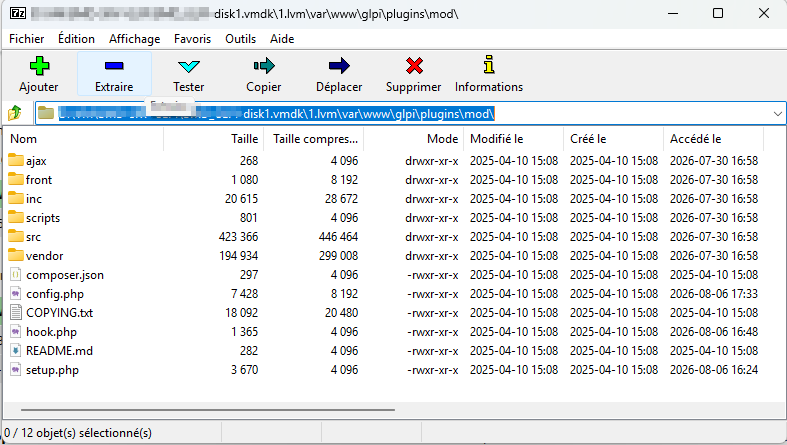 Extraction d’un fichier contenu dans un VMDK depuis l’interface de 7-Zip
