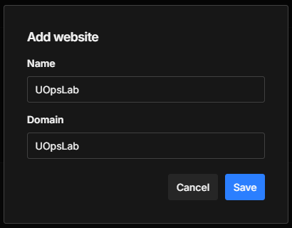 Ajout d’un site web dans Umami