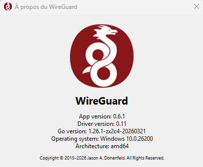 Version WireGuard avant mise à jour